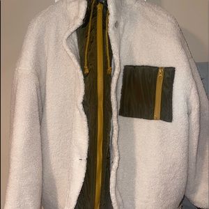 brand new cream sherpa double layer coat, size s/m